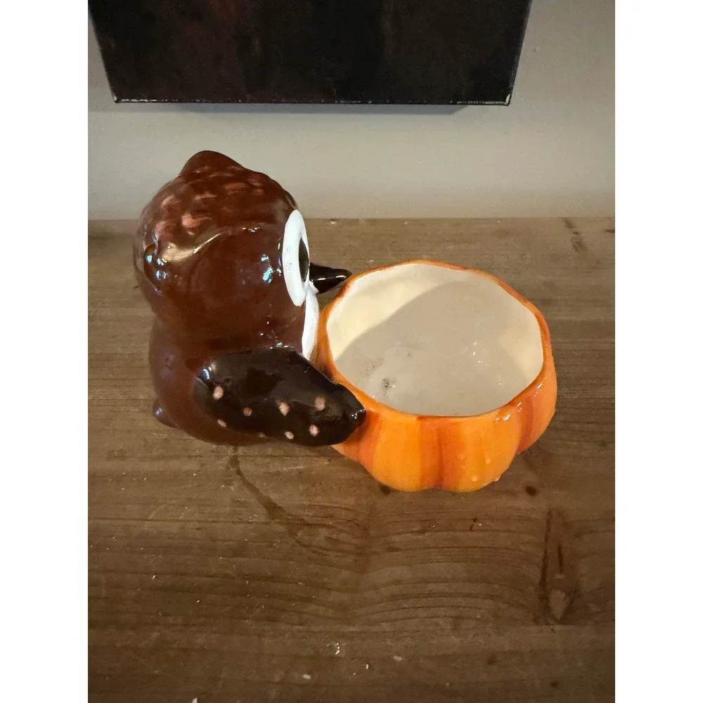 Belk Home‎ Accents Ceramic Owl with Pumpkin Bowl Fall Autumn Decor Candy Dish